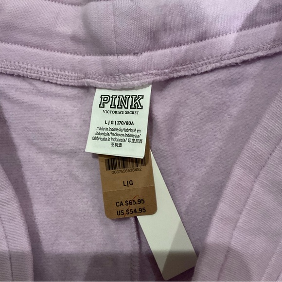 New Victoria Secret PINK Lavender Sweatpants with tapered legs, Size L - Picture 5 of 6